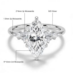 GRA Certified 2CT Marquise Cut Moissanite Ring Solid 14K Gold Filled Non Tarnish Diamond Wedding Rings for Women High Quality