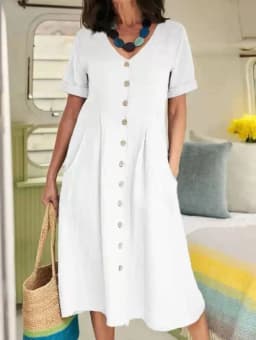 Women New Loose Boho Button Pockets Vintage Ruffles Befree Summer Elegant Party Dress Summer Party Maxi Dresses