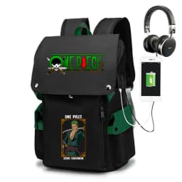 One Piece Zoro Print School Backpack Large Capacity Casual Daypack Travel Bag for Kids Teens