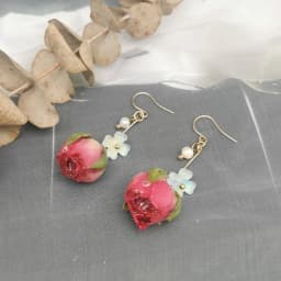 Unique Red Rose Earrings Epoxy Resin Natural Rose Flower Earrings Elegant Immortal Rose Drop Earrings Wholesale Custom Packaging