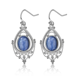 925 Sterling Silver Oval 8*10mm Natural Labradorite Earrings Vintage Ethnic Jewelry for Women Gift