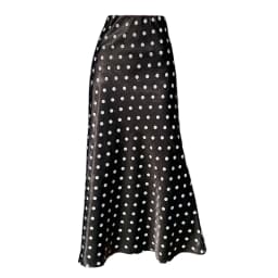 Satin Polka Dot Mermaid Skirt - Flowy Bodycon Midaxi High Waist Flattering Skirt for Women