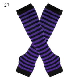 New Long Glove Arm Cover Classic Pink Black and White Striped Fingerless Elbow Gloves Warmer Knitted Wristband