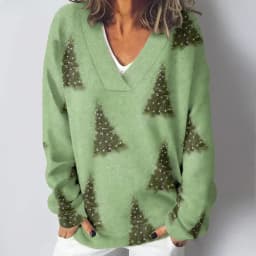 Florals Cardinal Bird Retro Printed V-neck Casual Women Winter Classic Sweatshirts Elegent Pullovers Long Sleeve Loose Jumper