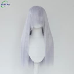 Very High Quality 400g 48 Colors 24Inch 60cm Long Straight Cosplay Wig With Bangs Heat Resistant Hair Anime Wigs + Wig Cap