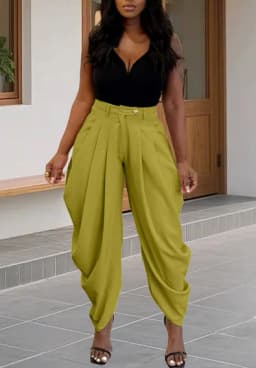 New Women's Pants High Waist Loose Drape Irregular Small Feet Casual Pants Trousers Solid Color