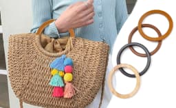 Wooden Round Arm-in-arm Handle Eco-friendly Bag Accessory Handle Unique Design Handcrafted Fashion DIY Braided bag Accessories