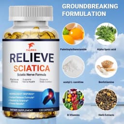 Relieve Sciatica Capsules, Support Lower Lumbar Sciatic, Hip, Thigh, Leg, Foot, Nerve & Joint Health, Relax Muscles, Flexibility