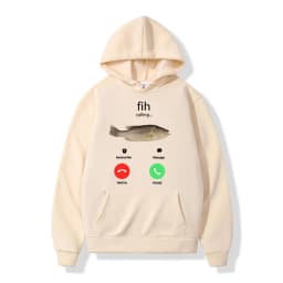 Fih Calling Remind Me Message Decline Accept Phone Call Fish Hoodies Funny Fishman Outfit Sweatshirt Men Women Fleece Pullovers