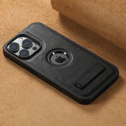 For iPhone 18 Pro 17 16 15 14 13 12 Pro Max Leather Case with Mag-safe Built-in Invisible Stand Protective Slim Kickstand Cover