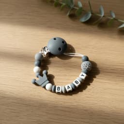 Personalized Baby Pacifier Clip Custom Name Silicone Crown Beads Heart Wooden Holder Handmade Teether Chain BPA Free Gift