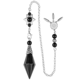 Natural Stone Crystal Pendulum for Reiki Divination 12 Facet Hexaonal Points with Dream Catcher Chain Spiritual Pendulos X072