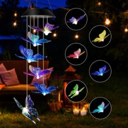Colorful Wind Chimes LED Solar Lights Hummingbird Butterfly Shape Outdoor Yard Garden Decor Window Porch Home Accessories