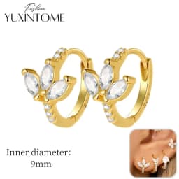 925 Sterling Silver Ear Needle Hoop Earrings Crystal Circle Small Huggie Earrings for Women Simple Females Girls Jewelry