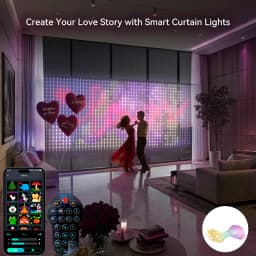 Christmas Smart Curtain Lights, RGBIC String Lights with App Control, Music Sync, DIY Patterns and Timer for Window Party Decor