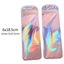 50pcs Long Iridescent Ziplock Bag Transparent Laser Plastic Seal Bags for DIY Jewelry Display Handicrafts Nail Eyelash Packaging