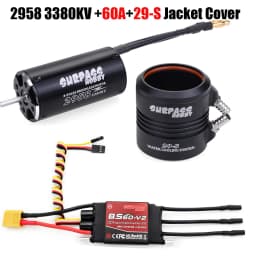 SURPASS HOBBY 2948 2958 2968 3660 3670 Waterproof Motor w/ Water Cooling Jacket & 40A 50A 60A 80A 100A Brushless ESC For RC Boat