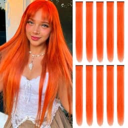 1 5 11 Pcs/lot Clip in Hair Extensions Multi-Colors Highlights Synthetic Hair 22 inch Rainbow Hairpieces for Girls Women Kids