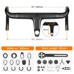 TOSEEK Carbon Handlebar Road Carbon Handlebar T700 Carbon Integrated Handlebar Di2 Bicycle Accessories Carbon Drop Bar