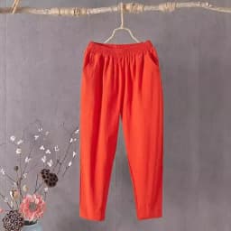 Cotton Linen Loose Fit Summer Thin White Casual Pants High Waist Nine Points Harlan Pants for Women Commute Sle Korean Version