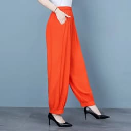 Cotton Silk Pants Women New Spring Summer Elastic High Waist Harem Pants Fashion Printed Casual Wide Leg Pants Female Trousers
