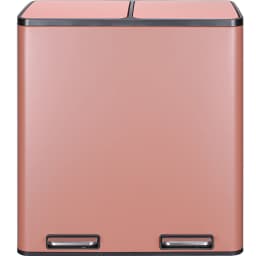 Brushed Stainless Steel 60L/16Gallon Rectangular Hands-Free Dual Compartment Recycling Kitchen Step Trash Can w/ Soft-Close Lid