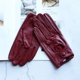 Women's Summer Full Finger Leather Gloves Breathable Single-Layer Sheepskin Fashionable Short Motorcycle Riding Gloves