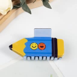 Cute Large Acrylic Pencil Design Hair Claw Clips for Women Girls Accessories Cartoon Sunflower Smile Ponytail Hairgrip New 2024