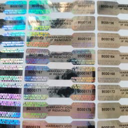 100pcs 36x8mm Dogbone Security Seal Silver Hologram Sticker Tamper Proof Serial Number VOID Left Tamper Evident Label