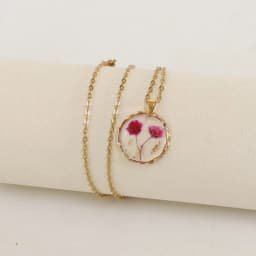 Pressed Flower Charm Necklace Handmaking Epoxy Resin Dried Flower Series Necklaces Natural Flowers Pendant Custom Chain Necklace