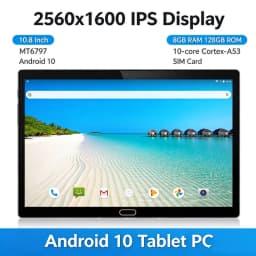 10.8' Screen 8GB RAM 128GB ROM X20L Android 10 CPU MT6797 Processor, 10-core Cortex-A53 2G 3G 4G Calls 2560x 1600 Pixels
