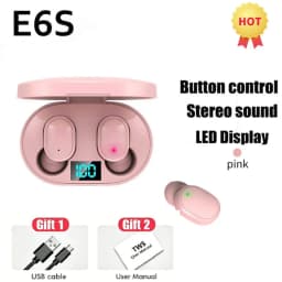 E6S Bluetooth Earphones with Mic TWS Wireless Digital Display Bluetooth Headset Noise Cancelling Headset for Xiaomi Huawei Oppo