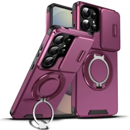 Slide Camera Protection Armor Phone Case For Samsung S26 S25 S24 S23 S22 S21 Plus 5G Ultra Metal Kickstand Magnetic Phone Cover