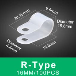 100PCS Cable Clips R-Type Nylon Clamp Plastic White Hose Fasteners Durable Mount Fix Hardware Electrical Fitting Wire Management