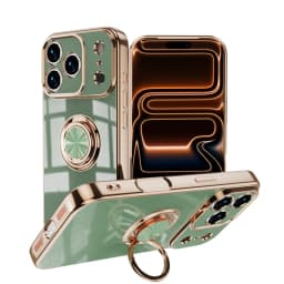 Plating Metal Ring Phone Case For iPhone 17 16 13 12 11 Pro Max Mini Silicone Cases For iPhone Air 15 14 Pro Max 16 Plus Cover