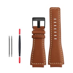 35-24mm convex cowhide band For Bell Ross B&R BR-01 BR-03 Men Genuine leather watchband silicone rubber waterproof watch strap