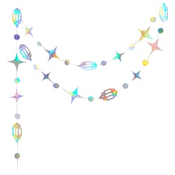 Iridescent Star Moon Circle Garland Ramadan EID Mubarak Birthday Party Decorations Hanging Crescent Twinkle Little Star Streamer