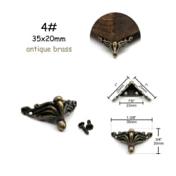 4pcs Jewelry Chest Wood Box Gift Wine Case Decorative Feet Leg Corner Protector Support Bracket with screws Golden Silver Bronze