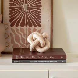 3 Link Knot Decor Beige Travertine Chain Link Objects for Home Living Room Farmhouse Bedroom Shelf Entryway Coffee Table