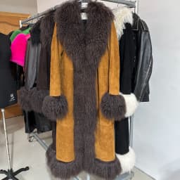 YOLOAgain Real Mongolia Sheep Fur Jacket Long Dark Brown Suede Coat Women
