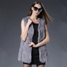 Fancy Rani Real Rabbit Fur Vest Natural Jacket For Women Fashion Leather Autumn Winter Spring Outwear High Quality