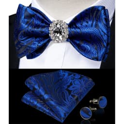 Classic White Selr-tie Bowtie with Ring Pocket Square Cufflinks Set Fashion Solid Men's Bow Tie for Wedding Groom Business Knots