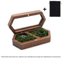 Blank Walnut Jewelry Storage Ring Box Engagement and Wedding Ring Holder Gift for Couples, Brides, and Grooms Ring Box With Bag