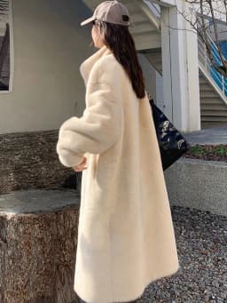 Women's Thick Faux Mink Fur Mid-length Coat Autumn Winter Fashion Stand Collar Plush Outerwear Women Elegant Warm Fluffy Jackets