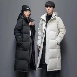Winter Thickened down Cotton Jacket Men's Long Coat Couple Outerwear over Knee Ultra-Long Student Men Women Outerwear