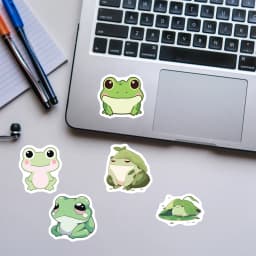 100PCS Cute Cartoon Frog Stickers Creative Handbooks Phone Cases Laptop Suitcases Water Cups Waterproof Stickers