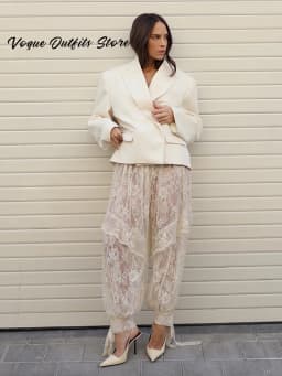 Loose Lace See Through Women's Lantern Pants Solid Ruffle Casual Female Trousers 2026 Spring Summer New Fashion Bottoms