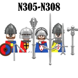 Medieval Infantry Knight Figures Building Blocks England Wars Rose Soldier Castle Military Army Guard Helmet Weapons Bricks Toys