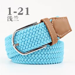 3.3x107cm Solid Color Elastic Braided Belt Casual Men's Women's Belt Stretch Canvas Pin Buckle Waistband