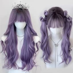 OLACARE Long Body Wave Black Brown Purple Cosplay Wigs Heat Resistant Synthetic Wigs Middle Part Natural Lolita LM Wigs Women